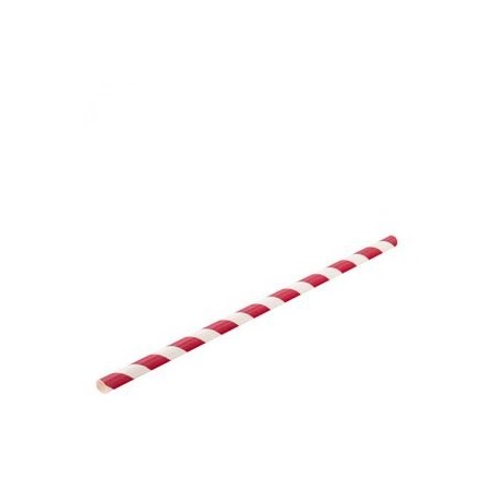 Pailles en papier rouges et blanches 6x200mm Boite de 250 - Code article: BARSOTOP1395